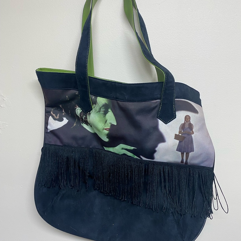 Wizard of Oz Black and Green Tote Bag with Fringe